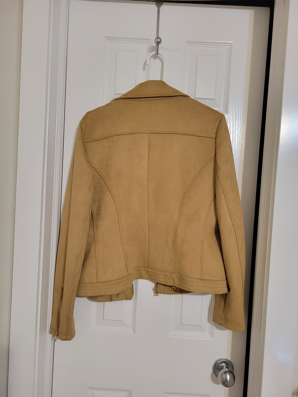 Marc New York Tan Suede Like Moto Jacket with Gold Hardware Size L - Picture 2 of 3